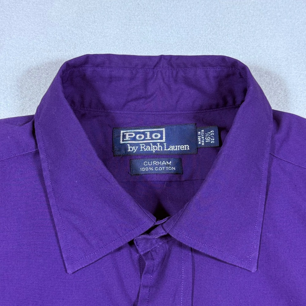 Polo Ralph Lauren Curham Plum Purple Button Down Shirt Mens 16.5 32/33 Cotton